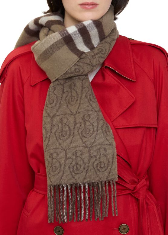 Reversible B Shield Cashmere Scarf, , hi-res