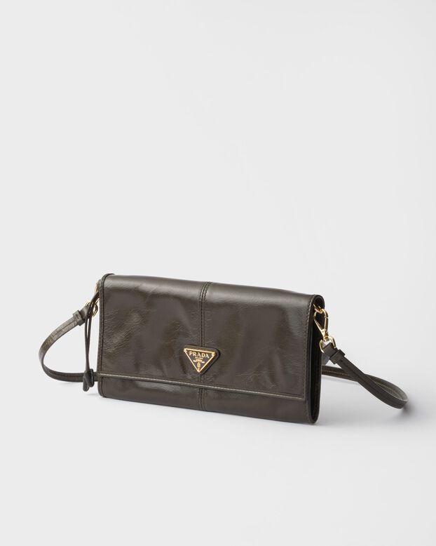 Leather wallet with shoulder strap, , hi-res