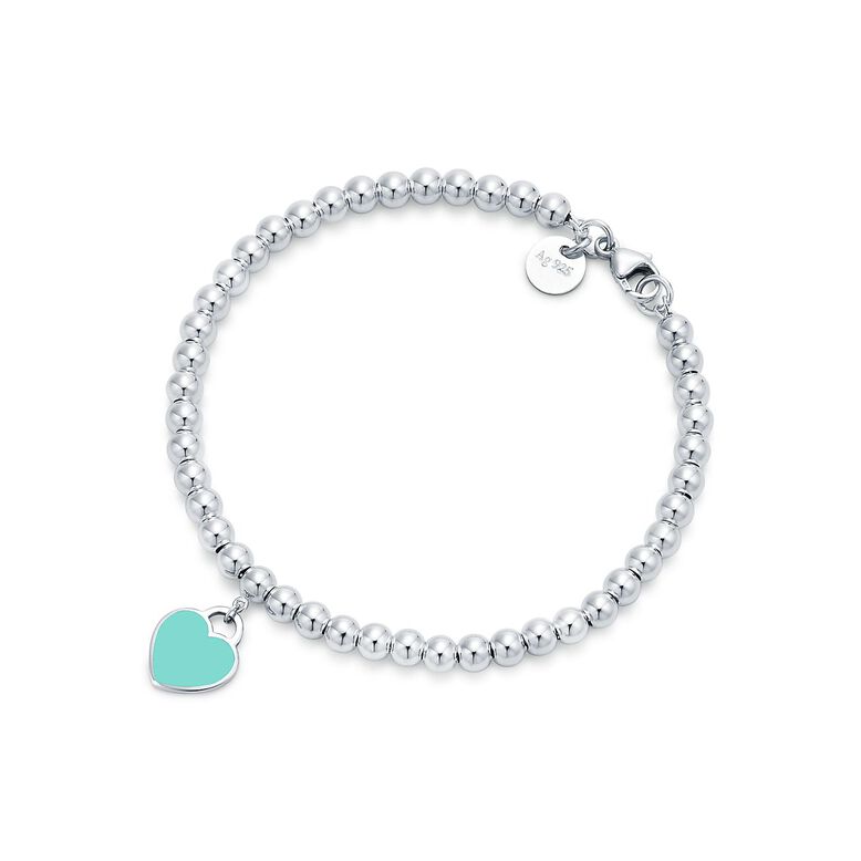 Return to Tiffany&trade; Tiffany Blue&reg; Heart Tag Bead Bracelet in Silver, 4 mm - Size Extra Small, , hi-res