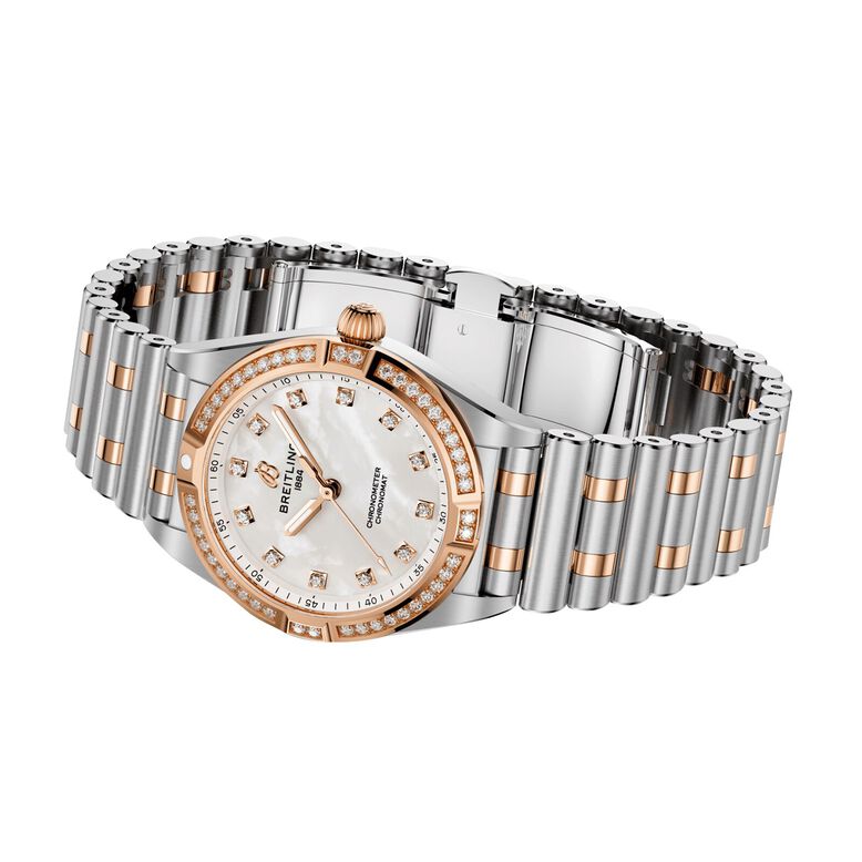 Chronomat Stainless Steel &amp; 18k Red Gold 28mm Ladies Watch Mother Of Pearl, , hi-res