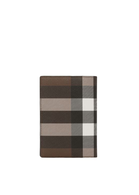 Check and Leather Passport Holder, , hi-res