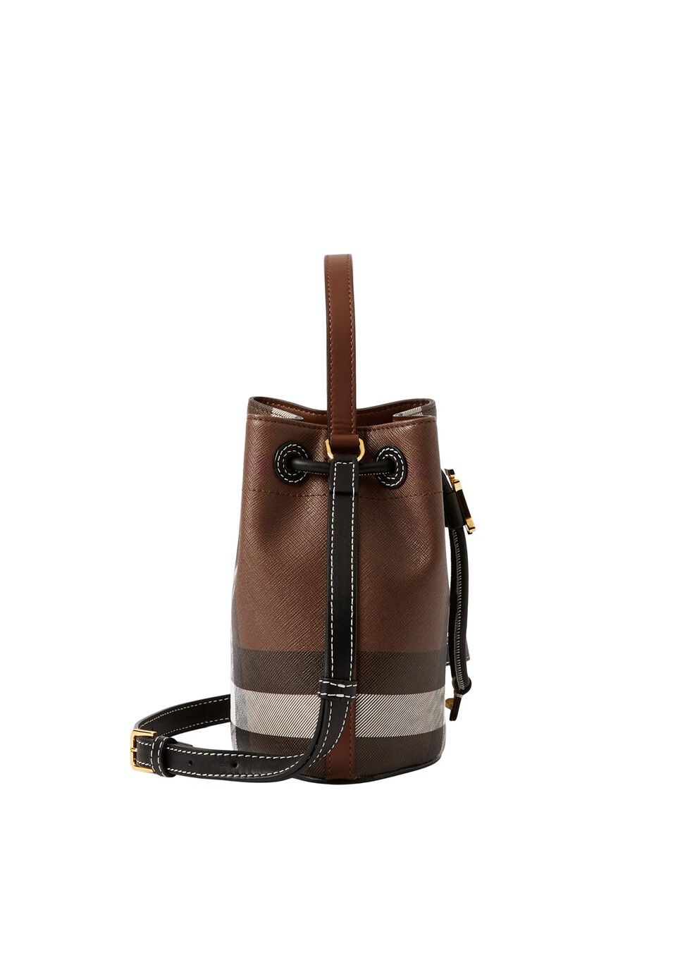 Burberry Check and Leather Mini TB Bucket Bag Women Heathrow Boutique