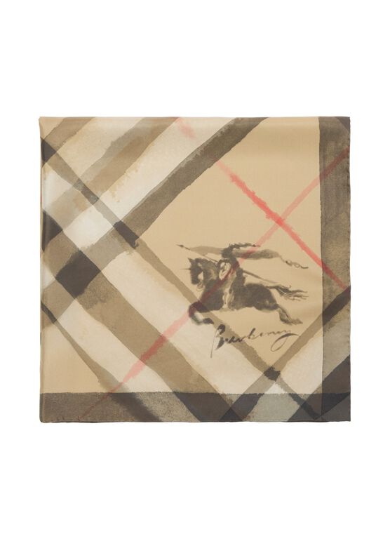 Watercolour Check Silk Scarf, , hi-res