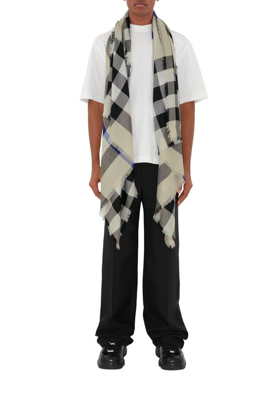 Check Cashmere Silk Scarf, , hi-res