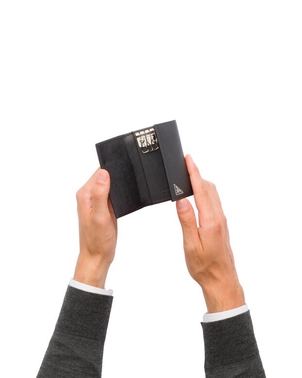 Saffiano leather key case, , hi-res