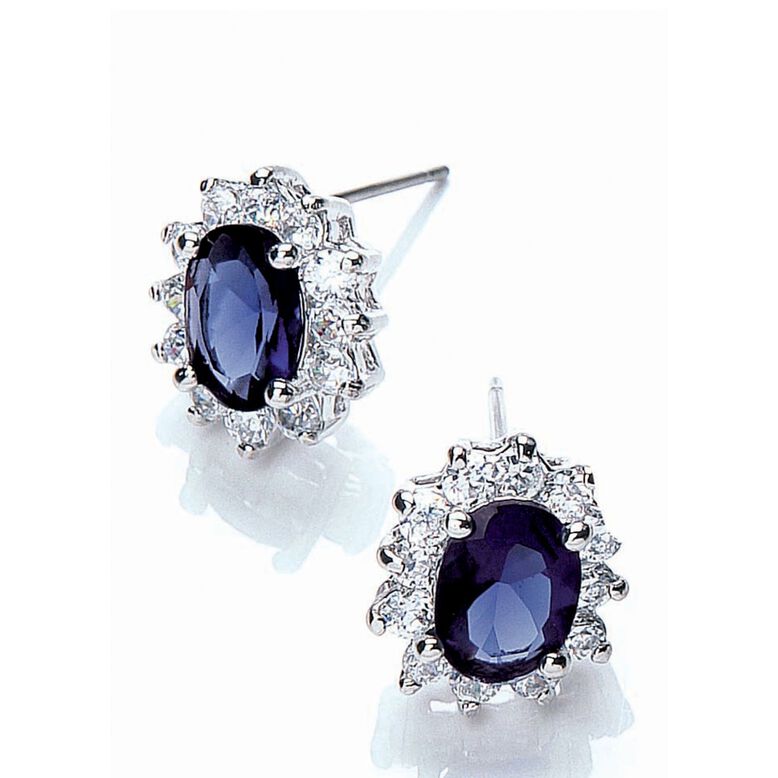 Royal Celebration Stud Earrings - Silver and Royal Blue, , hi-res