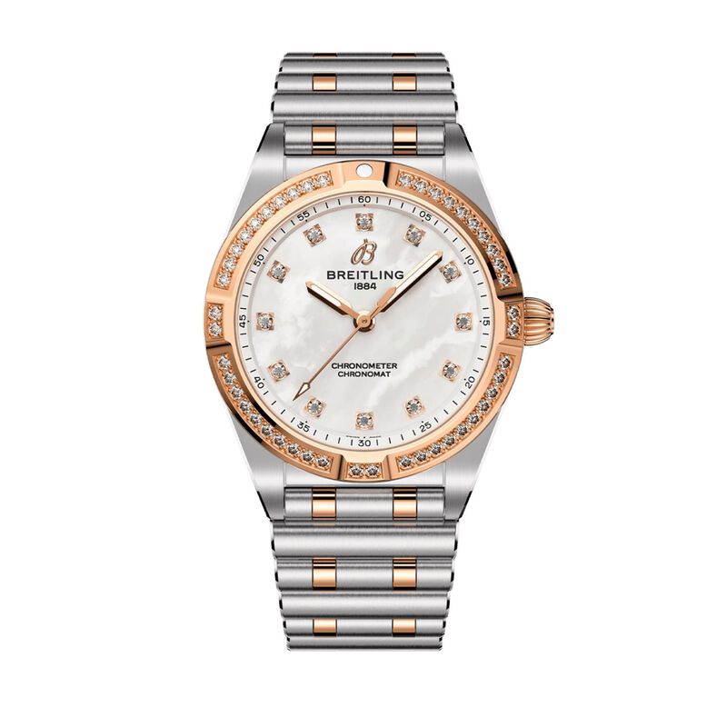 Chronomat Stainless Steel &amp; 18k Red Gold 28mm Ladies Watch Mother Of Pearl, , hi-res
