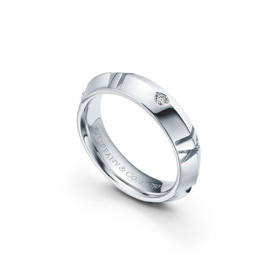 Atlas&reg; X Closed Narrow Ring in White Gold with Diamonds, 4.5 mm Wide - Size 7, , hi-res