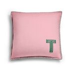 Color Block Cushion in Emerald Green and Morganite Pink Cashmere and Wool
