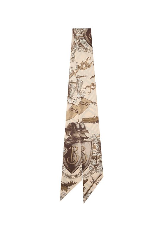 Skinny Reversible Etched Knight Silk Scarf, , hi-res