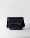 Large Re-Nylon and leather shoulder bag, , hi-res