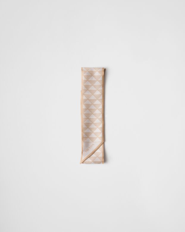 Printed silk skinny scarf, , hi-res