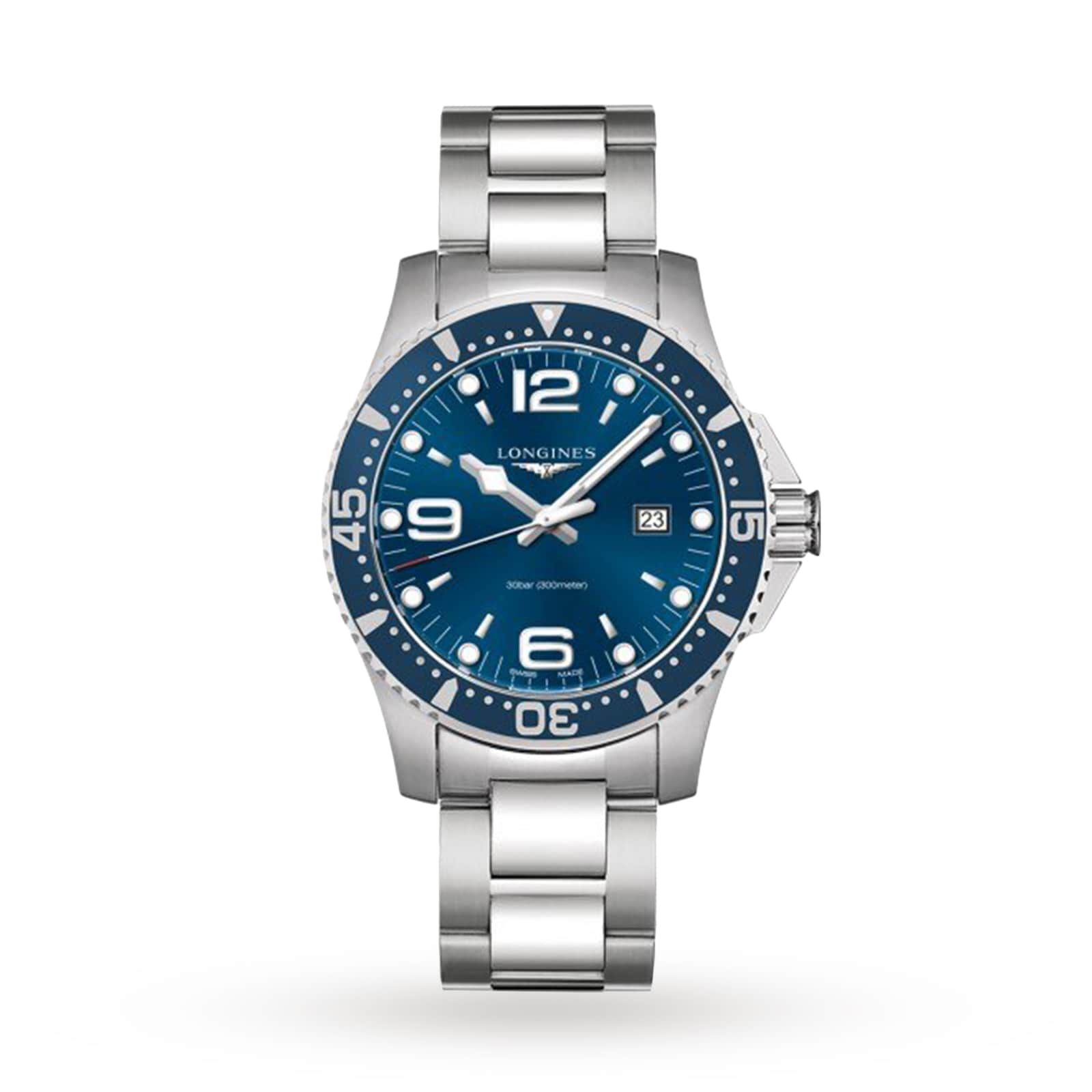 Longines HydroConquest 44mm Stainless Steel Mens Watch Blue Fine