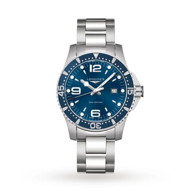HydroConquest 44mm Stainless Steel Mens Watch - Blue, , hi-res