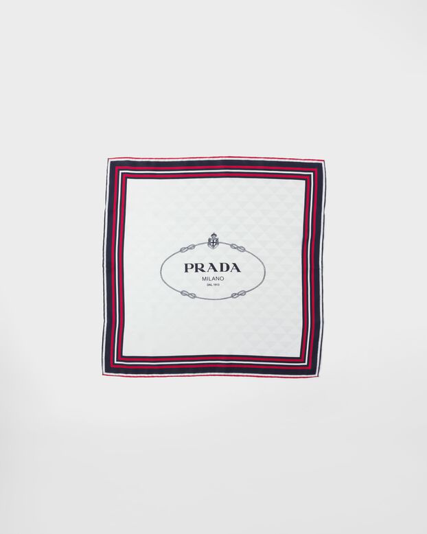 Printed silk twill jacquard scarf 55 x 55 cm, , hi-res