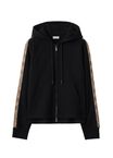 Check Trim Cotton Zip Hoodie