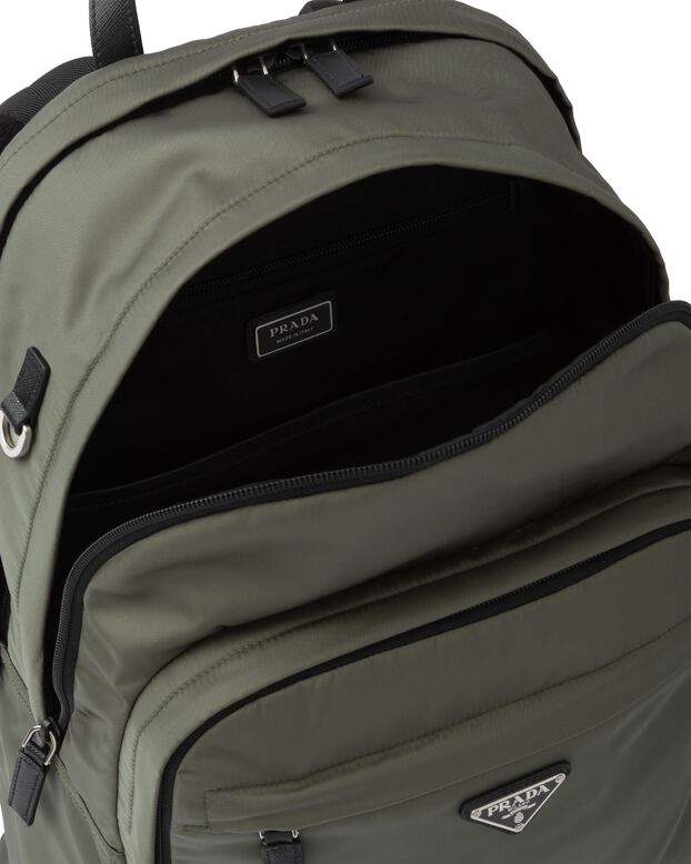 Re-Nylon and Saffiano leather backpack, , hi-res