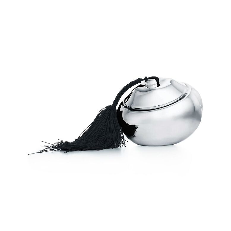 Elsa Peretti&reg; Pumpkin box in sterling silver with black silk tassel., , hi-res