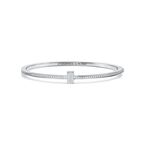 Tiffany T Diamond Hinged Wire Bangle in White Gold - Size Medium