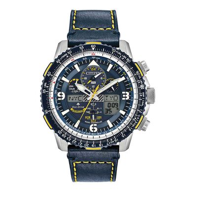 Mens Eco-Drive Blue Angels Skyhawk A.T Radio Controlled Alarm Chronograph Stainless Steel Watch