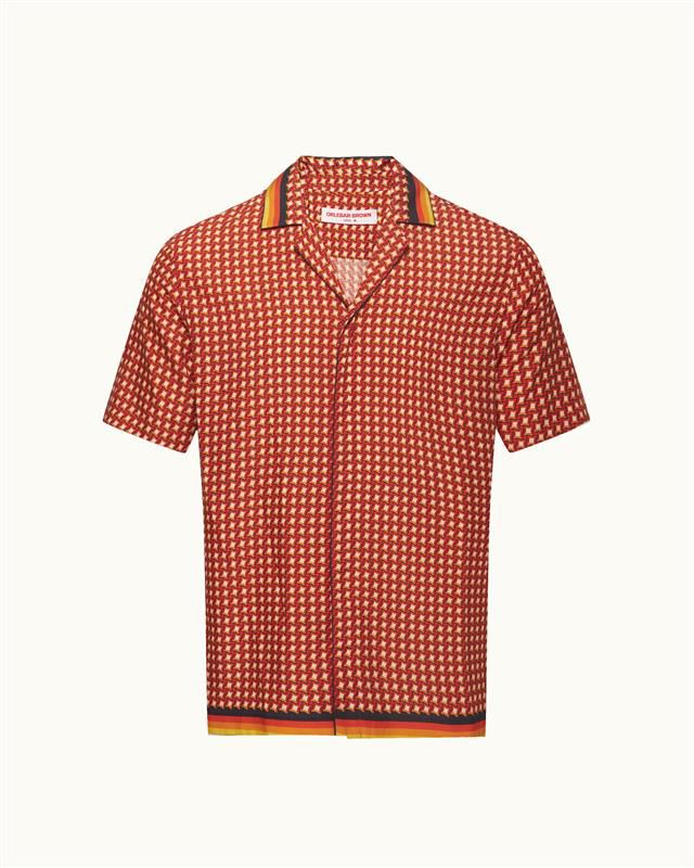 Chemise Orlebar Brown Maitan Paeonia - Lin Rose Limonade Imprimé Floral - Taille S Neuve étiquetée