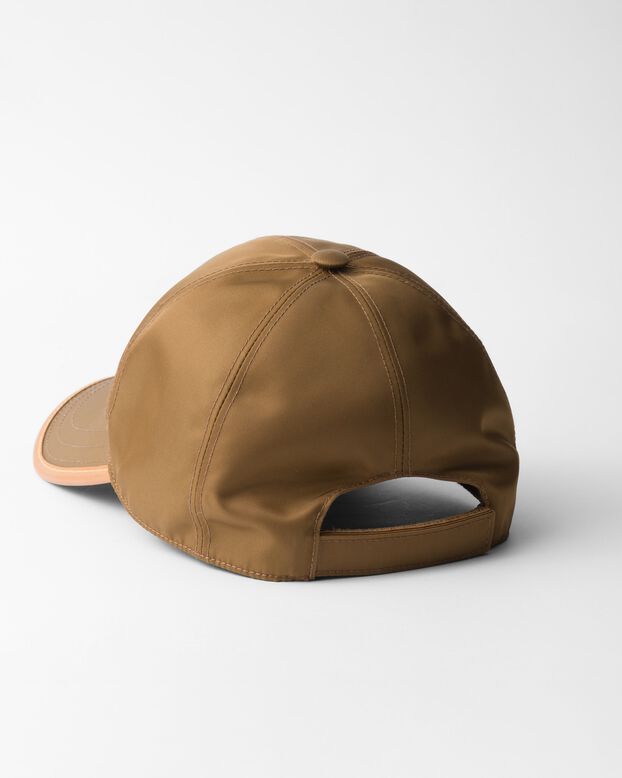 Re-Nylon and leather baseball cap, , hi-res