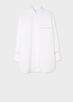 White Oversized Shirt With 'Swirl' Piping 