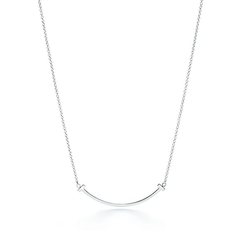 Tiffany T Smile Pendant in White Gold, Small, , hi-res