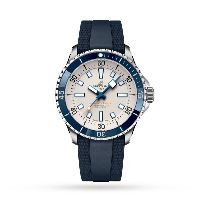 Superocean Automatic 42 Stainless Steel Rubber Strap Watch, , hi-res