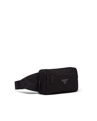 Re-Nylon and Saffiano leather belt bag, , hi-res