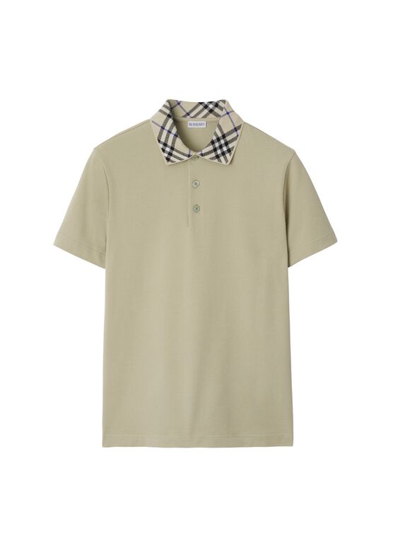 Check Collar Cotton Polo Shirt, , hi-res