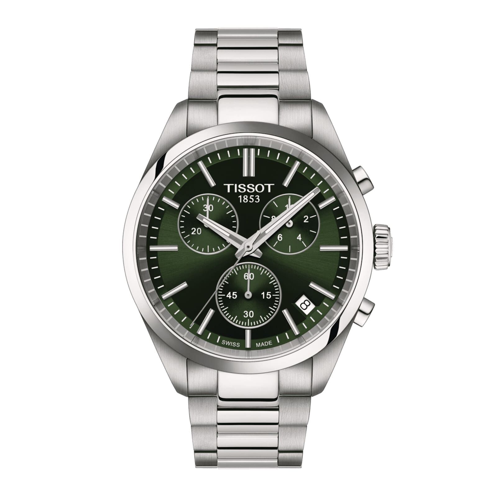 Tissot PR 100 Chronograph 40mm Mens Watch Green Fine Watches Heathrow Reserve Collect