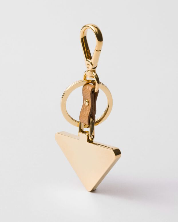 Saffiano Leather and Metal Keychain, , hi-res