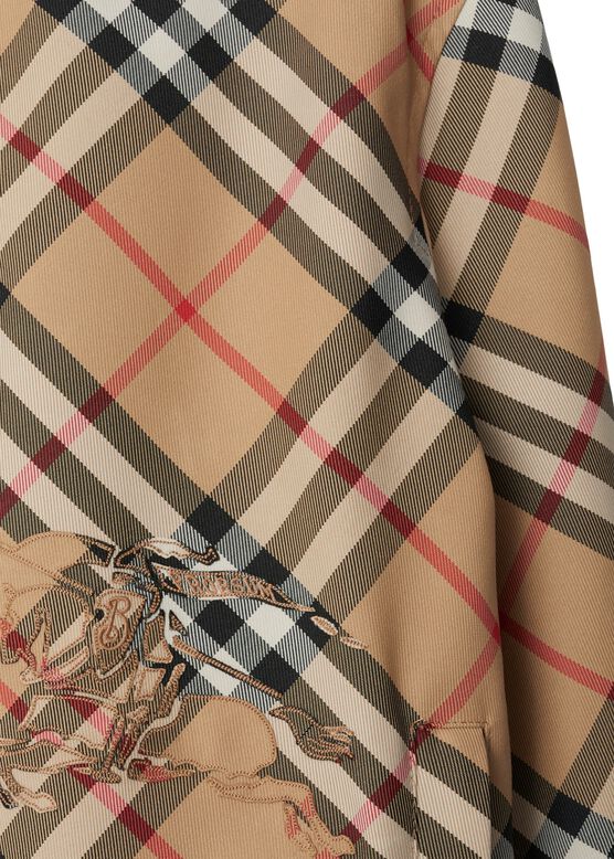 Cropped Reversible Check Hooded Jacket, , hi-res