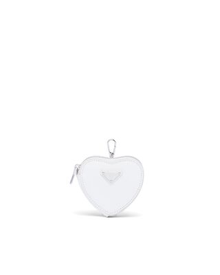 Brushed leather heart mini-pouch