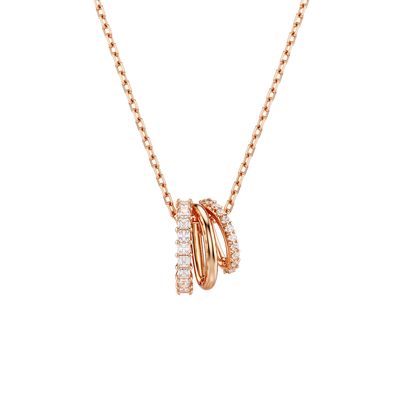 Hyperbola Mixed Cuts Rose Gold Pendant - White Rose Gold,
