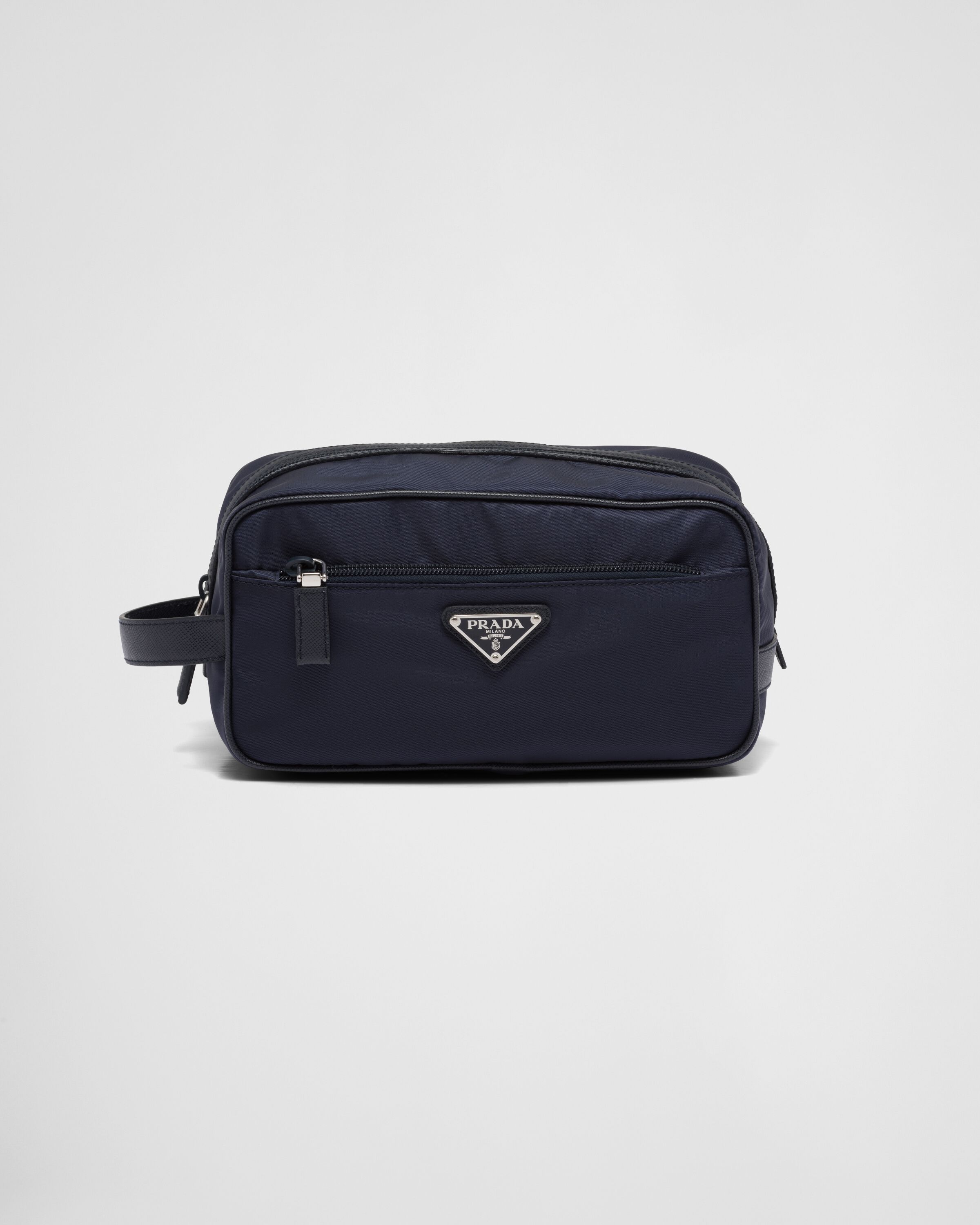 Re Nylon and Saffiano leather travel pouch