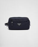Re-Nylon and Saffiano leather travel pouch, , hi-res