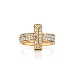 Tiffany T T1 Ring in Yellow Gold with Diamonds - Size 6 1/2