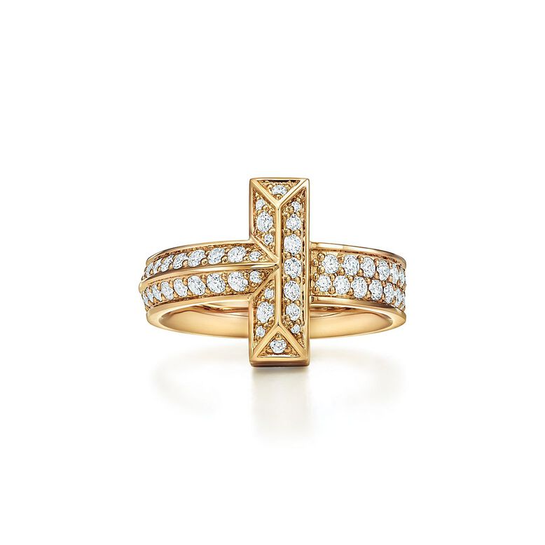 Tiffany T T1 Ring in Yellow Gold with Diamonds - Size 6 1/2, , hi-res
