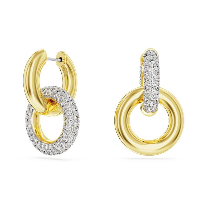 Dextera Lady Hoop Earrings White Crystal - Gold, , hi-res