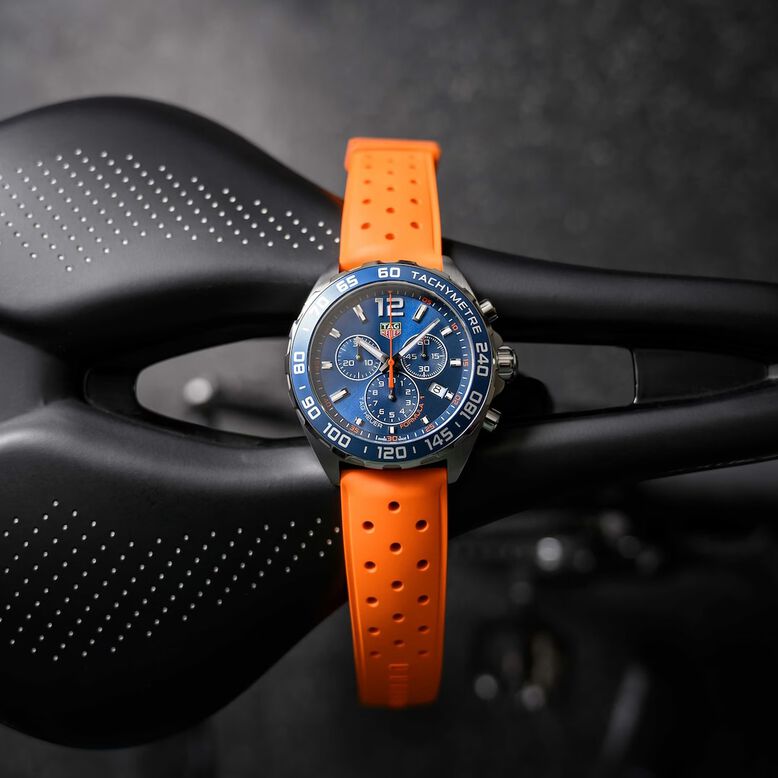 Formula 1 Chronograph 43mm Mens Watch Orange Rubber Strap, , hi-res