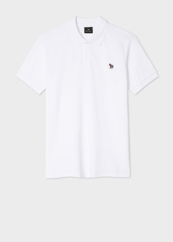 PS Paul Smith White Cotton-Piqu&eacute; Zebra Logo Polo Shirt, , hi-res