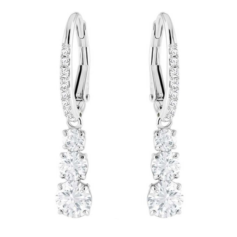 Attract Trilogy Round Pierced Earrings - White, , hi-res