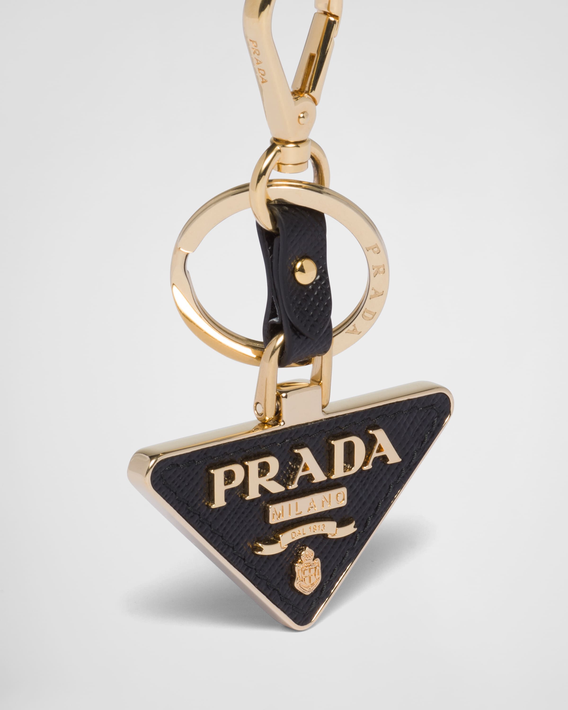 Saffiano Leather and Metal Keychain