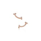 Tiffany T smile earrings in 18k rose gold with diamonds, , hi-res