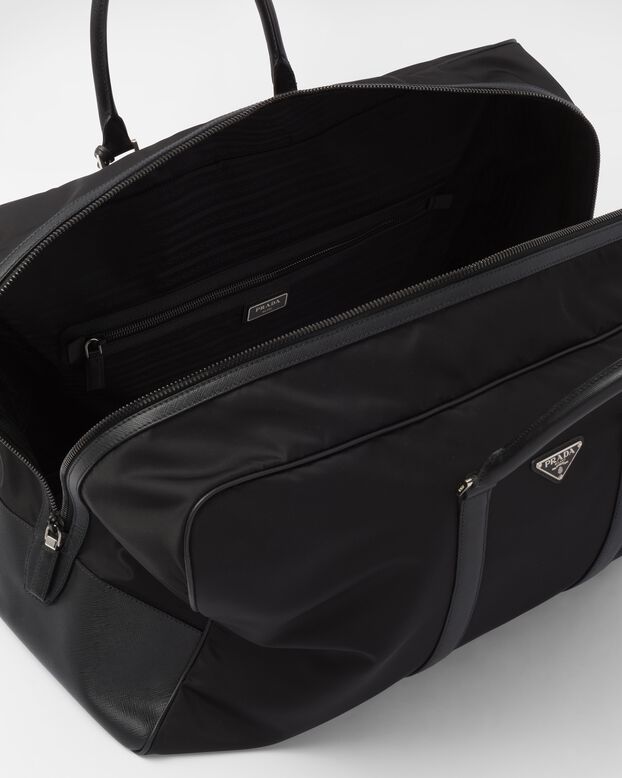 Re-Nylon and Saffiano leather duffle bag, , hi-res