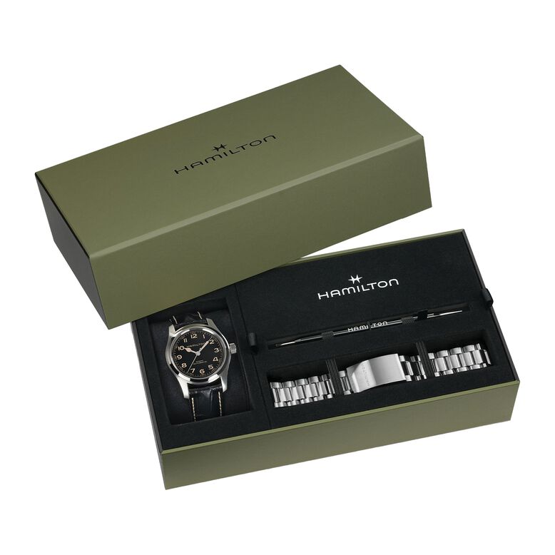 Khaki Field Murph Automatic 42mm Unisex Watch Black Leather Strap and Bracelet Box Set, , hi-res