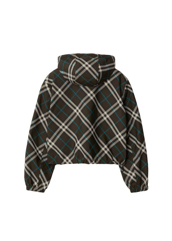 Cropped Reversible Check Jacket, , hi-res