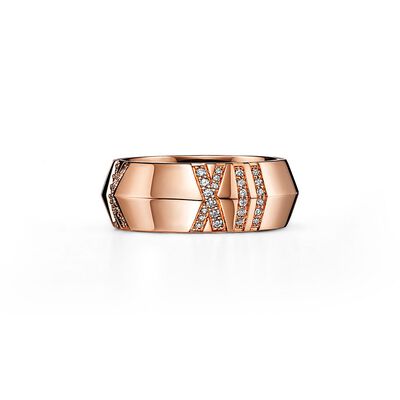 Atlas® X Closed Wide Ring in Rose Gold with Diamonds, 7.5 mm Wide